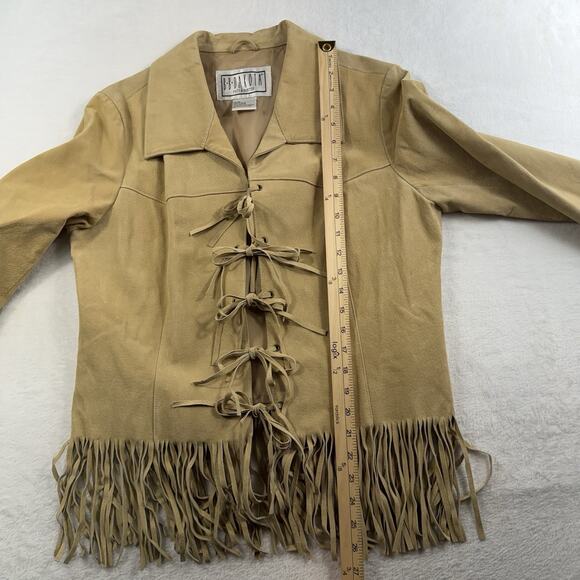 BB Dakota Camel Fringe Leather Jacket - Picture 9 of 14